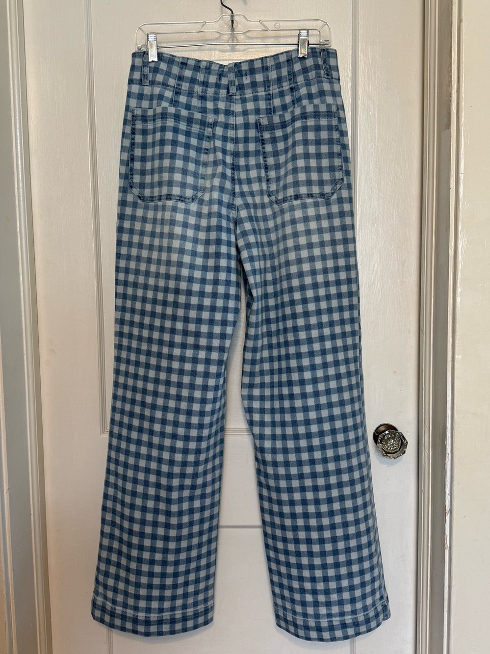 Versona Blue Gingham Wide-Leg Pants Sz 8 - Picture 3 of 12